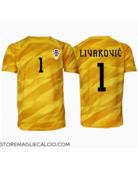 Croazia Dominik Livakovic #1 Portiere Maglia Gara Casa Repliche Europei 2024
